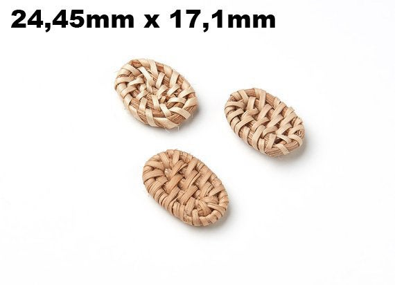 Natural Rattan Wood Earring Hoops 24x17mm Oval Wooden Charms Handwoven Circle Findings Woven Boho Jewelry Making Blanks Wholesale Bulk