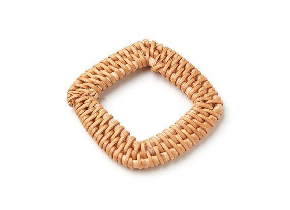 Natural Rattan Wood Earring Hoops 58x46mm Rectangle Wooden Charms Handwoven Circle Findings Woven Boho Jewelry Making Blanks Wholesale Bulk