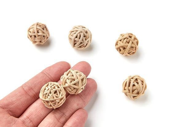 Natural Rattan Wood Earring Hoops 23mm-14/16" Ball Wooden Charms Handwoven Circle Findings Woven Boho Jewelry Making Blanks Wholesale Bulk