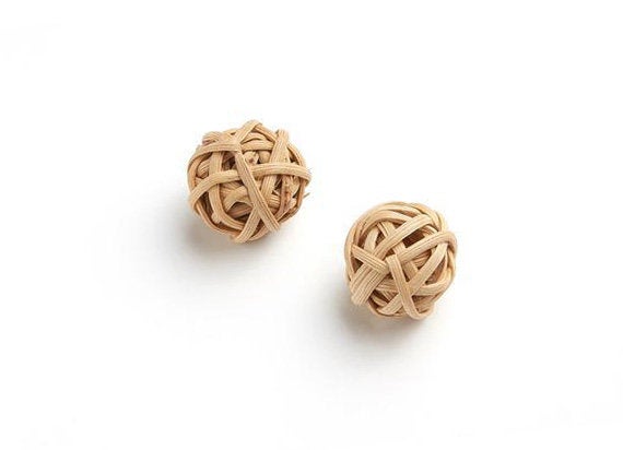 Natural Rattan Wood Earring Hoops 23mm-14/16" Ball Wooden Charms Handwoven Circle Findings Woven Boho Jewelry Making Blanks Wholesale Bulk