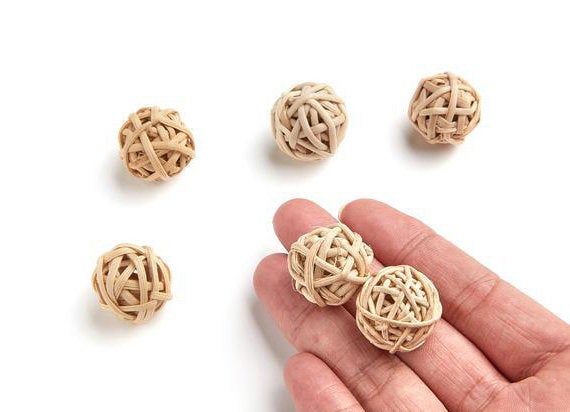 Natural Rattan Wood Earring Hoops 23mm-14/16" Ball Wooden Charms Handwoven Circle Findings Woven Boho Jewelry Making Blanks Wholesale Bulk