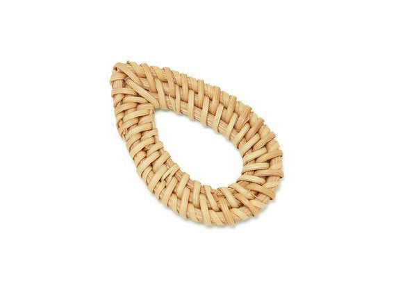 Natural Rattan Wood Earring Hoops 51mm 2" Drop Wooden Charms Handwoven Circle Findings Woven Boho Jewelry Making Blanks Wholesale Bulk