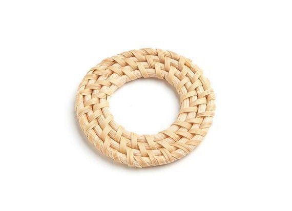 Natural Rattan Wood Earring Hoops 52mm-2" Round Wooden Charms Handwoven Circle Findings Woven Boho Jewelry Making Blanks Wholesale Bulk