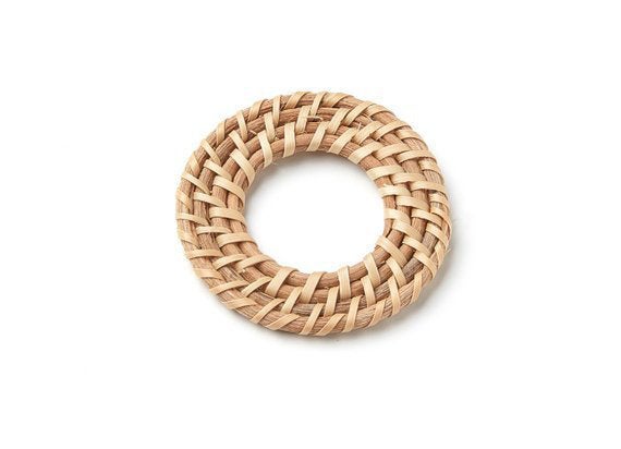 Natural Rattan Wood Earring Hoops 50mm-2" Round Wooden Charms Handwoven Circle Findings Woven Boho Jewelry Making Blanks Wholesale Bulk