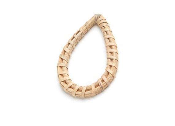 Natural Rattan Wood Earring Hoops 50x32mm Drop Wooden Charms Handwoven Circle Findings Woven Boho Jewelry Making Blanks Wholesale Bulk