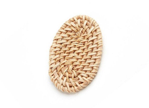 Natural Rattan Wood Earring Hoops 64x41mm Oval Wooden Charms Handwoven Circle Findings Woven Boho Jewelry Making Blanks Wholesale Bulk