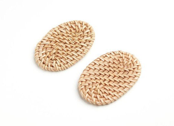 Natural Rattan Wood Earring Hoops 64x41mm Oval Wooden Charms Handwoven Circle Findings Woven Boho Jewelry Making Blanks Wholesale Bulk