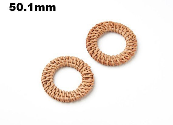 Natural Rattan Wood Earring Hoops 50mm-2" Round Wooden Charms Handwoven Circle Findings Woven Boho Jewelry Making Blanks Wholesale Bulk