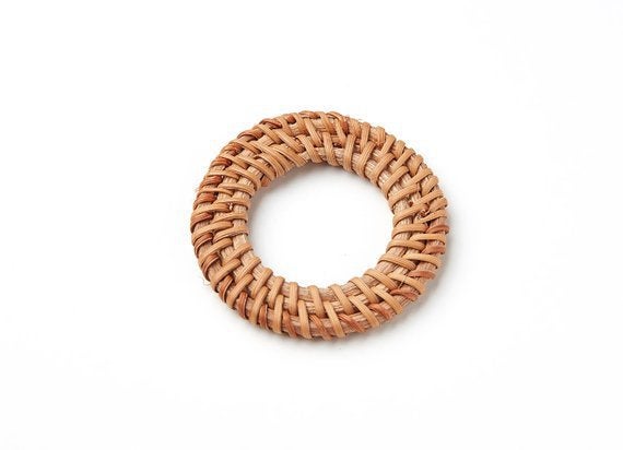 Natural Rattan Wood Earring Hoops 50mm-2" Round Wooden Charms Handwoven Circle Findings Woven Boho Jewelry Making Blanks Wholesale Bulk