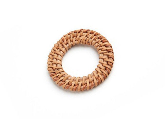 Natural Rattan Wood Earring Hoops 50mm-2" Round Wooden Charms Handwoven Circle Findings Woven Boho Jewelry Making Blanks Wholesale Bulk