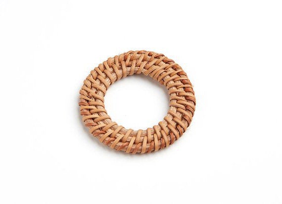 Natural Rattan Wood Earring Hoops 50mm-2" Round Wooden Charms Handwoven Circle Findings Woven Boho Jewelry Making Blanks Wholesale Bulk