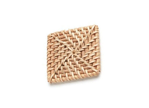 Natural Rattan Wood Earring Hoops 69x51mm Rectangle Wooden Charms Handwoven Circle Findings Woven Boho Jewelry Making Blanks Wholesale Bulk