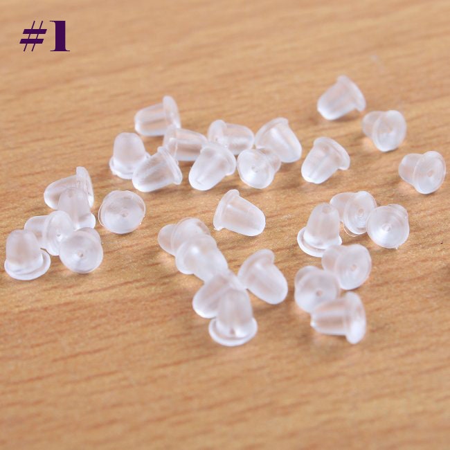 Invisible Clear Flat Rubber Earring Back 3 4 5 mm Plastic Ear Stud Pin Post Back 1/8" 3/16" 1/4" Stopper Clip DIY Jewelry Making