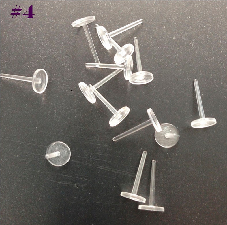 Invisible Clear Flat Rubber Earring Back 3 4 5 mm Plastic Ear Stud Pin Post Back 1/8" 3/16" 1/4" Stopper Clip DIY Jewelry Making