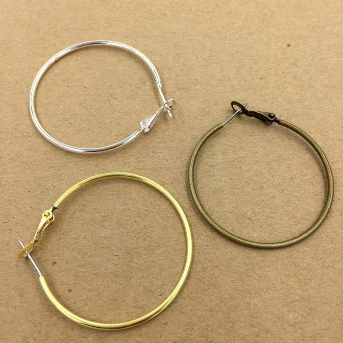 Solid Raw Brass Hoop Earring Findings Wires Leverback Hook Earring Parts Jewelry Making Findings Supplies Gold Silver Metal Components