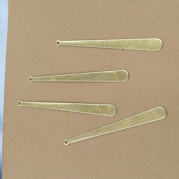 Solid Raw Brass Drop Single-Sided Teardrop 38x4mm Earring Parts Jewelry Making Findings Supplies Gold Silver Metal Components