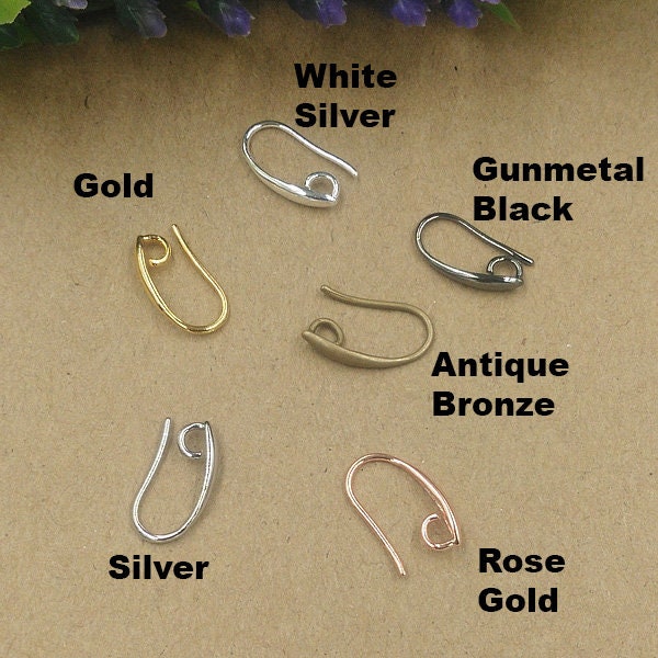 Solid Raw Brass Ear Wire Fishhook With Hidden Open Loop 8x15 mm Earring Parts Jewelry Making Findings Supplies Gold Silver Metal Components