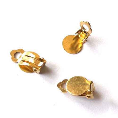 Solid Raw Brass Clip-on Earring Round Plate 10mm/3/8" Earring Parts Jewelry Making Findings Supplies Gold Silver Metal Components