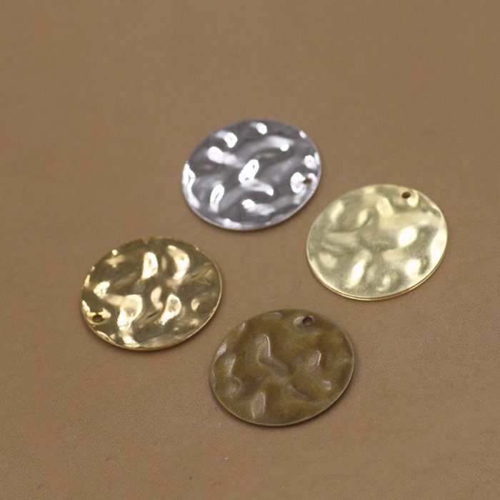 Solid Raw Brass Hammered Disc Charm Circle Charm Blank 12-18mm Earring Parts Jewelry Making Findings Supplies Gold Silver Metal Components