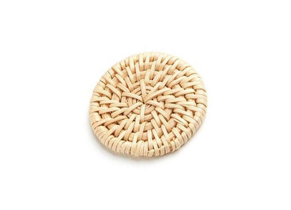 Natural Rattan Wood Earring Hoops 43mm-1-5/8" Coin Wooden Charms Handwoven Circle Findings Woven Boho Jewelry Making Blanks Wholesale Bulk