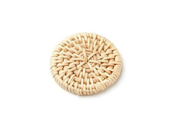 Natural Rattan Wood Earring Hoops 43mm-1-5/8" Coin Wooden Charms Handwoven Circle Findings Woven Boho Jewelry Making Blanks Wholesale Bulk