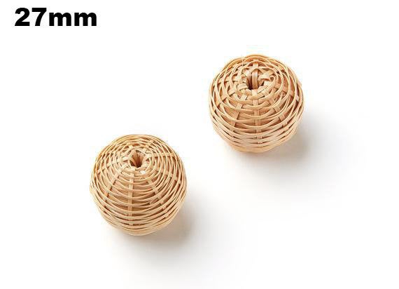 Natural Rattan Wood Earring Hoops 27mm-1-1/8" Ball Wooden Charms Handwoven Circle Findings Woven Boho Jewelry Making Blanks Wholesale Bulk