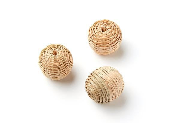 Natural Rattan Wood Earring Hoops 27mm-1-1/8" Ball Wooden Charms Handwoven Circle Findings Woven Boho Jewelry Making Blanks Wholesale Bulk