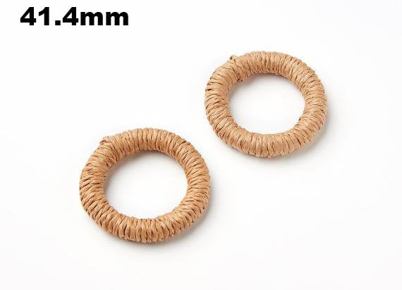 Natural Rattan Wood Earring Hoops 41mm 1-5/8" Round Wooden Charms Handwoven Circle Findings Woven Boho Jewelry Making Blanks Wholesale Bulk