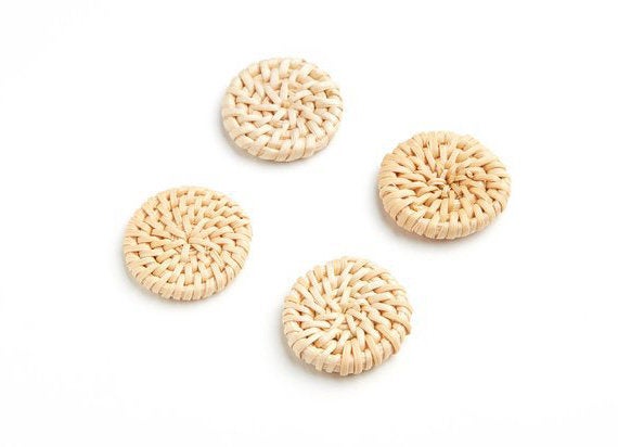 Natural Rattan Wood Earring Hoops 33mm-1-1/4" Coin Wooden Charms Handwoven Circle Findings Woven Boho Jewelry Making Blanks Wholesale Bulk