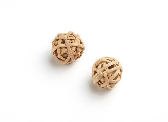 Natural Rattan Wood Earring Hoops 23mm-14/16" Ball Wooden Charms Handwoven Circle Findings Woven Boho Jewelry Making Blanks Wholesale Bulk