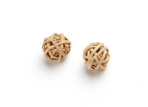 Natural Rattan Wood Earring Hoops 23mm-14/16" Ball Wooden Charms Handwoven Circle Findings Woven Boho Jewelry Making Blanks Wholesale Bulk