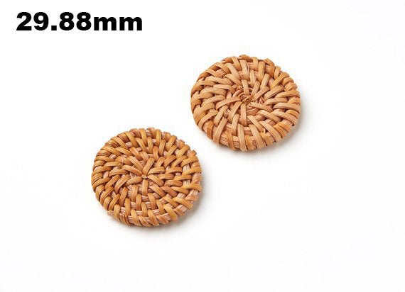 Natural Rattan Wood Earring Hoops 30mm-1-3/16" Coin Wooden Charms Handwoven Circle Findings Woven Boho Jewelry Making Blanks Wholesale Bulk