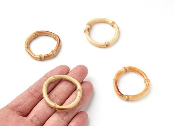 Natural Rattan Wood Earring Hoops 25mm 1" Round Wooden Charms Handwoven Circle Findings Woven Boho Jewelry Making Blanks Wholesale Bulk