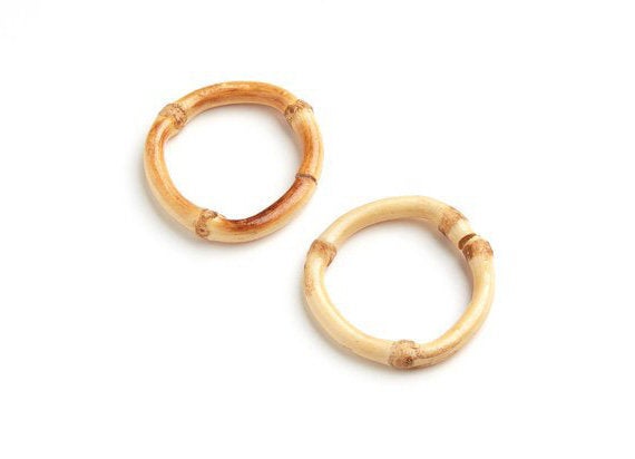 Natural Rattan Wood Earring Hoops 25mm 1" Round Wooden Charms Handwoven Circle Findings Woven Boho Jewelry Making Blanks Wholesale Bulk