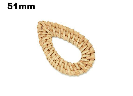 Natural Rattan Wood Earring Hoops 51mm 2" Drop Wooden Charms Handwoven Circle Findings Woven Boho Jewelry Making Blanks Wholesale Bulk