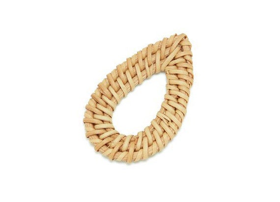 Natural Rattan Wood Earring Hoops 51mm 2" Drop Wooden Charms Handwoven Circle Findings Woven Boho Jewelry Making Blanks Wholesale Bulk