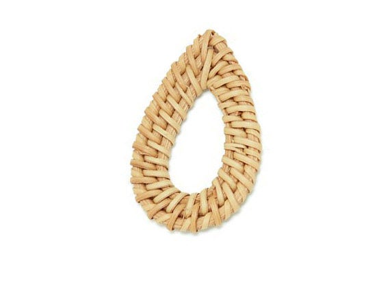 Natural Rattan Wood Earring Hoops 51mm 2" Drop Wooden Charms Handwoven Circle Findings Woven Boho Jewelry Making Blanks Wholesale Bulk