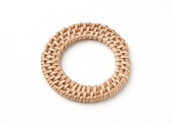 Natural Rattan Wood Earring Hoops 56mm 2-1/8" Round Wooden Charms Handwoven Circle Findings Woven Boho Jewelry Making Blanks Wholesale Bulk