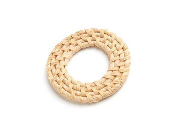 Natural Rattan Wood Earring Hoops 52mm-2" Round Wooden Charms Handwoven Circle Findings Woven Boho Jewelry Making Blanks Wholesale Bulk