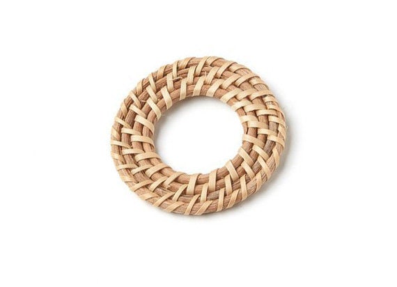 Natural Rattan Wood Earring Hoops 50mm-2" Round Wooden Charms Handwoven Circle Findings Woven Boho Jewelry Making Blanks Wholesale Bulk