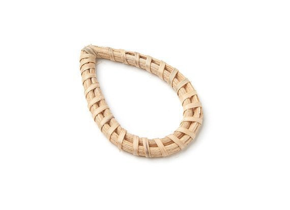 Natural Rattan Wood Earring Hoops 50x32mm Drop Wooden Charms Handwoven Circle Findings Woven Boho Jewelry Making Blanks Wholesale Bulk