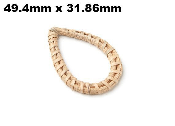Natural Rattan Wood Earring Hoops 50x32mm Drop Wooden Charms Handwoven Circle Findings Woven Boho Jewelry Making Blanks Wholesale Bulk