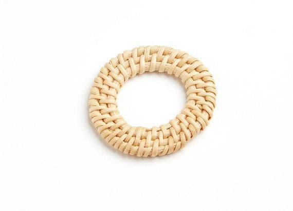 Natural Rattan Wood Earring Hoops 50mm-2" Round Wooden Charms Handwoven Circle Findings Woven Boho Jewelry Making Blanks Wholesale Bulk