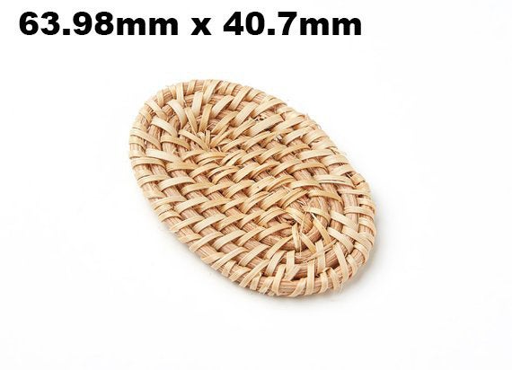 Natural Rattan Wood Earring Hoops 64x41mm Oval Wooden Charms Handwoven Circle Findings Woven Boho Jewelry Making Blanks Wholesale Bulk