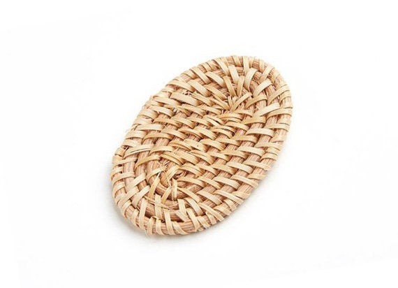 Natural Rattan Wood Earring Hoops 64x41mm Oval Wooden Charms Handwoven Circle Findings Woven Boho Jewelry Making Blanks Wholesale Bulk