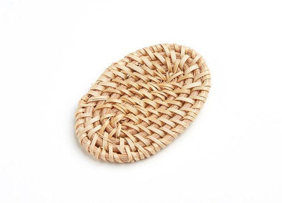 Natural Rattan Wood Earring Hoops 64x41mm Oval Wooden Charms Handwoven Circle Findings Woven Boho Jewelry Making Blanks Wholesale Bulk