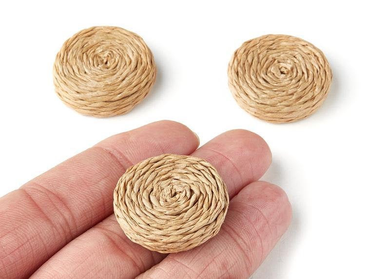 Natural Rattan Wood Earring Hoops 27mm 1" Round Wooden Charms Handwoven Circle Findings Woven Boho Jewelry Making Blanks Wholesale Bulk