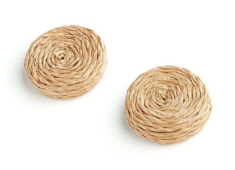 Natural Rattan Wood Earring Hoops 27mm 1" Round Wooden Charms Handwoven Circle Findings Woven Boho Jewelry Making Blanks Wholesale Bulk