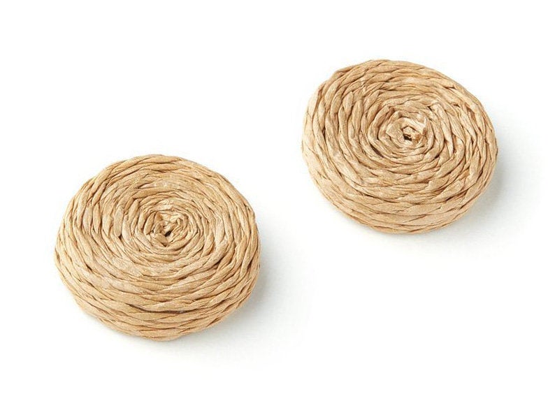 Natural Rattan Wood Earring Hoops 27mm 1" Round Wooden Charms Handwoven Circle Findings Woven Boho Jewelry Making Blanks Wholesale Bulk