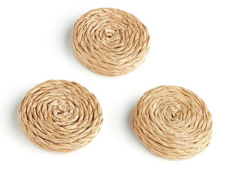 Natural Rattan Wood Earring Hoops 27mm 1" Round Wooden Charms Handwoven Circle Findings Woven Boho Jewelry Making Blanks Wholesale Bulk